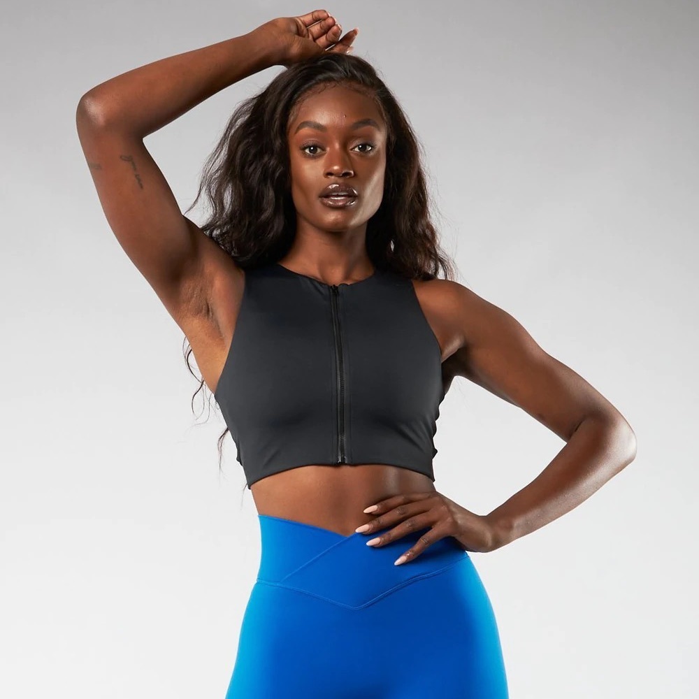Buff Bunny Limitless Zip Sports Bra (Black Size Large)